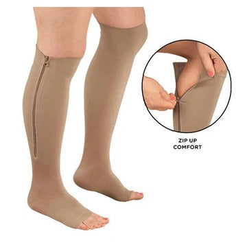 Compression Socks Zippered with Graduated Pressure and Supportive Calf Sleeve Design
