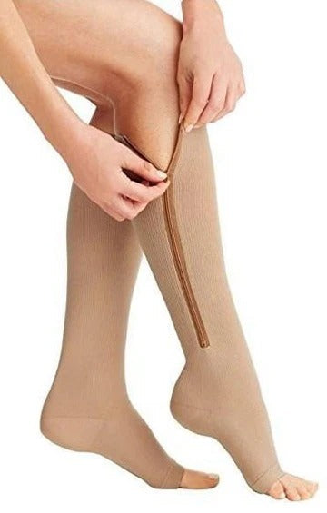 Compression Socks Zippered with Graduated Pressure and Supportive Calf Sleeve Design
