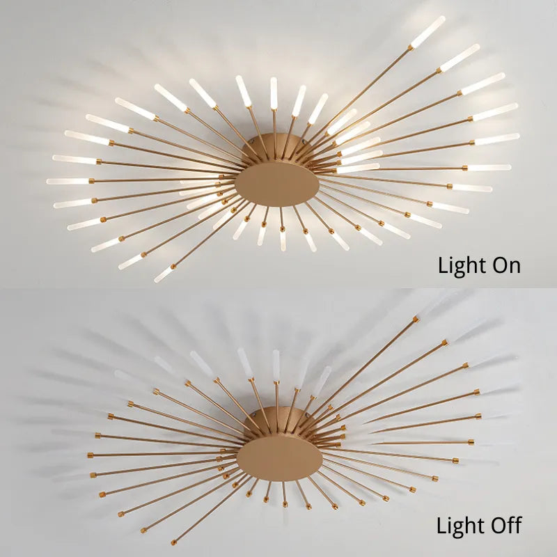Ceiling Light Flush Mount LED with Linear Spiral Burst Design for Living Room