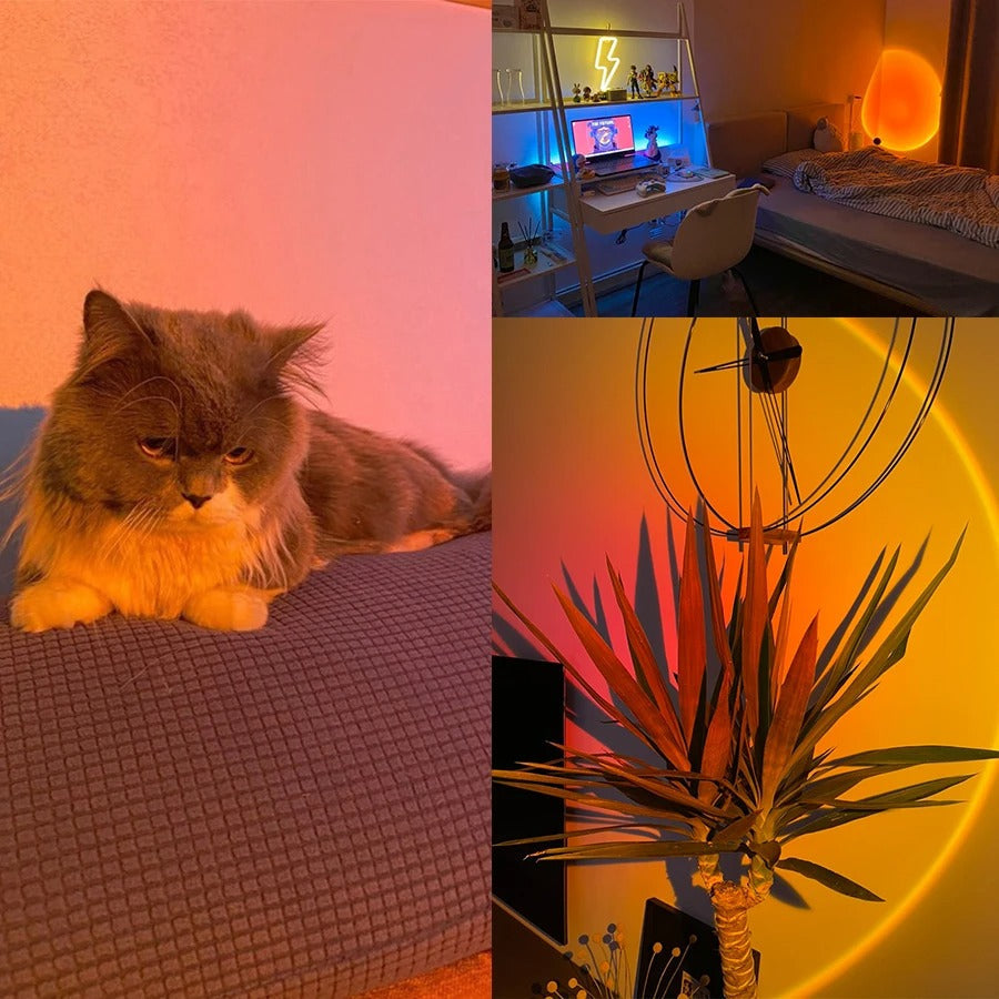 Bedside Lamp Sunset Projector LED with 16 Colours Remote Control and USB Power