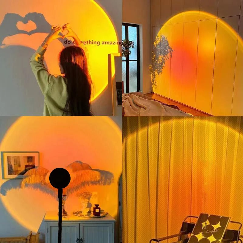 Bedside Lamp Sunset Projector LED with 16 Colours Remote Control and USB Power