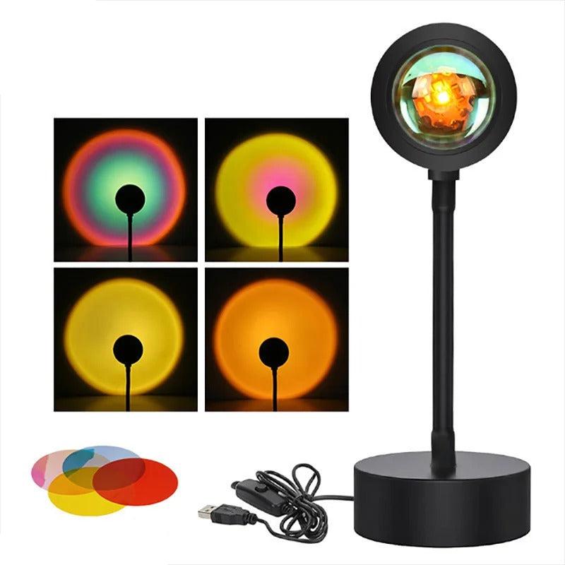 Bedside Lamp Sunset Projector LED with 16 Colours Remote Control and USB Power