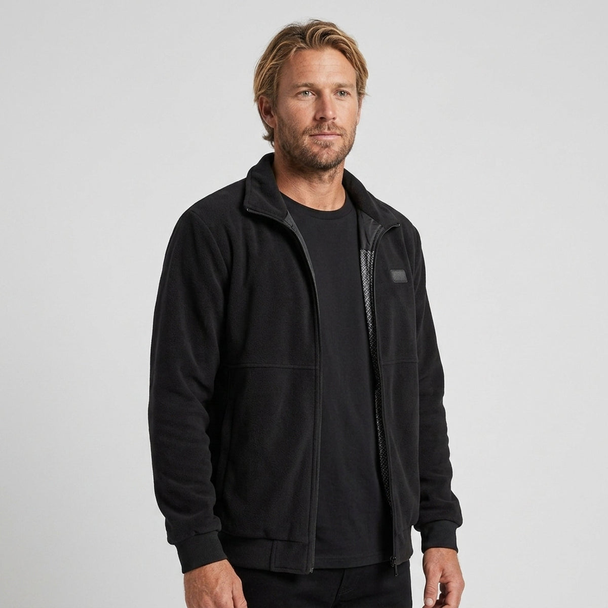 Heated Jacket Fleece with Stand Collar and Full Zip for Men in Cold Weather