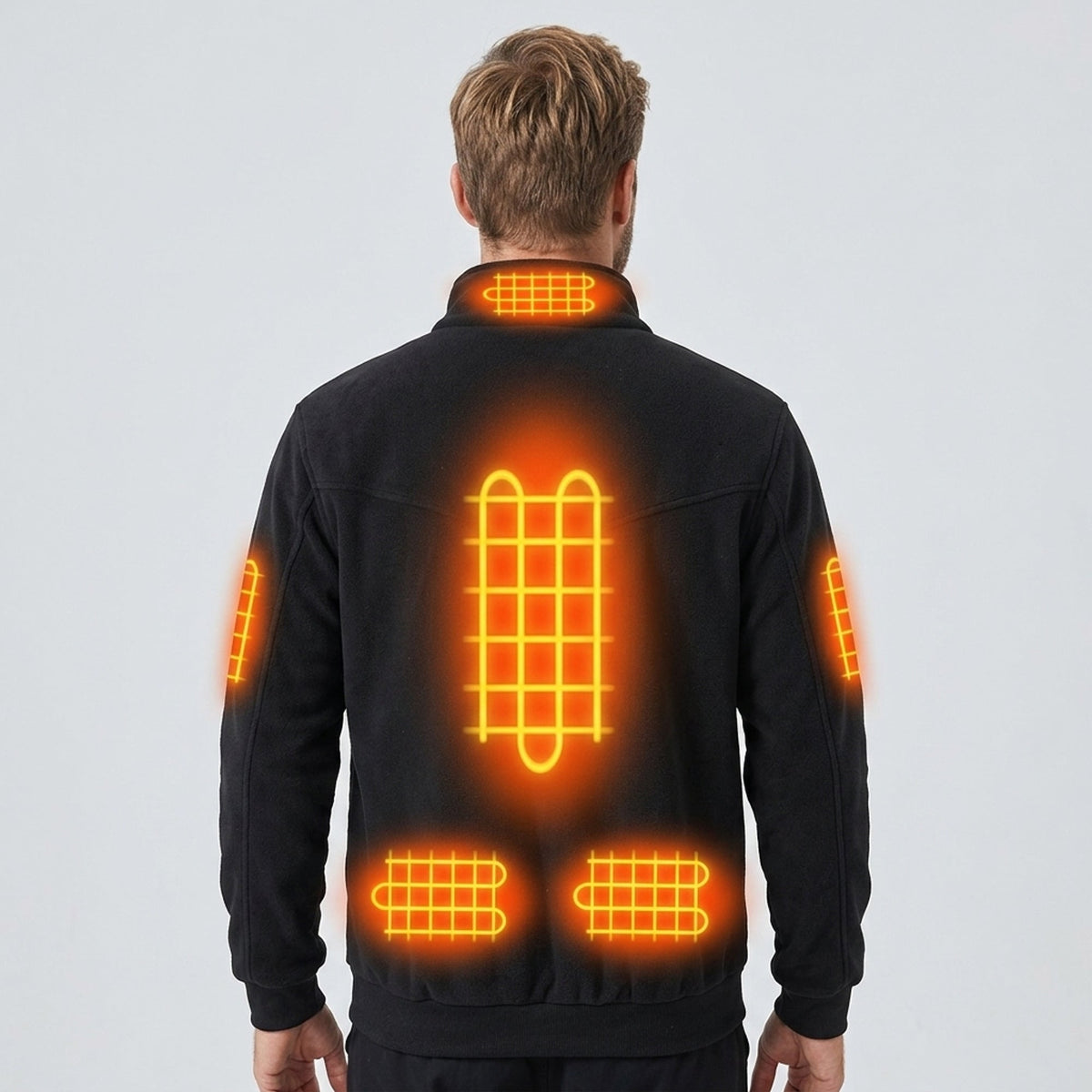 Heated Jacket Fleece with Stand Collar and Full Zip for Men in Cold Weather