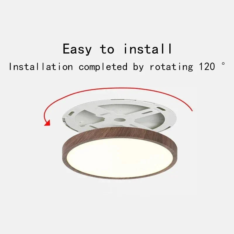 Ceiling Light Fixture Circular Ultrathin Wooden LED for Living Room and Bedroom