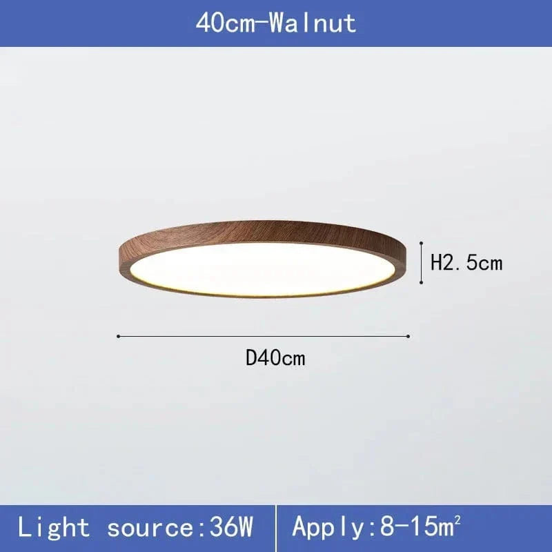 Ceiling Light Fixture Circular Ultrathin Wooden LED for Living Room and Bedroom