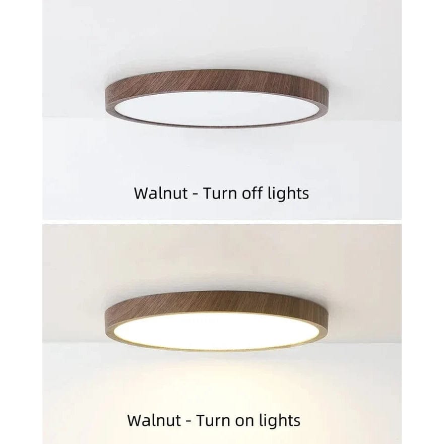 Ceiling Light Fixture Circular Ultrathin Wooden LED for Living Room and Bedroom
