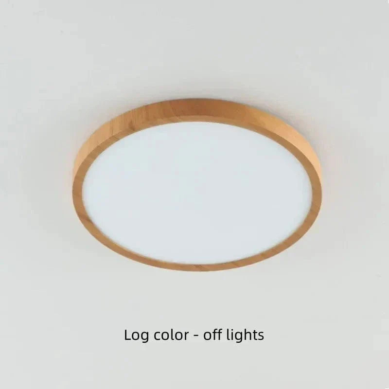Ceiling Light Fixture Circular Ultrathin Wooden LED for Living Room and Bedroom