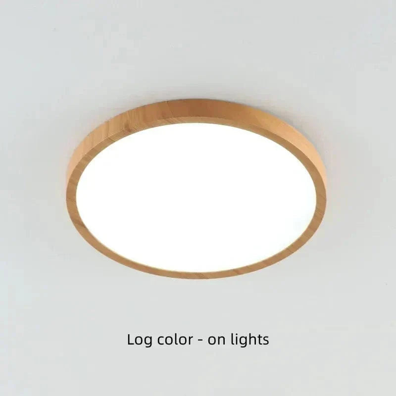 Ceiling Light Fixture Circular Ultrathin Wooden LED for Living Room and Bedroom