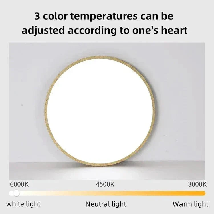 Ceiling Light Fixture Circular Ultrathin Wooden LED for Living Room and Bedroom