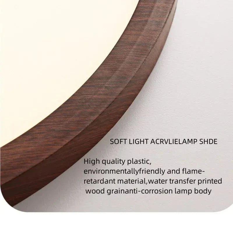 Ceiling Light Fixture Circular Ultrathin Wooden LED for Living Room and Bedroom