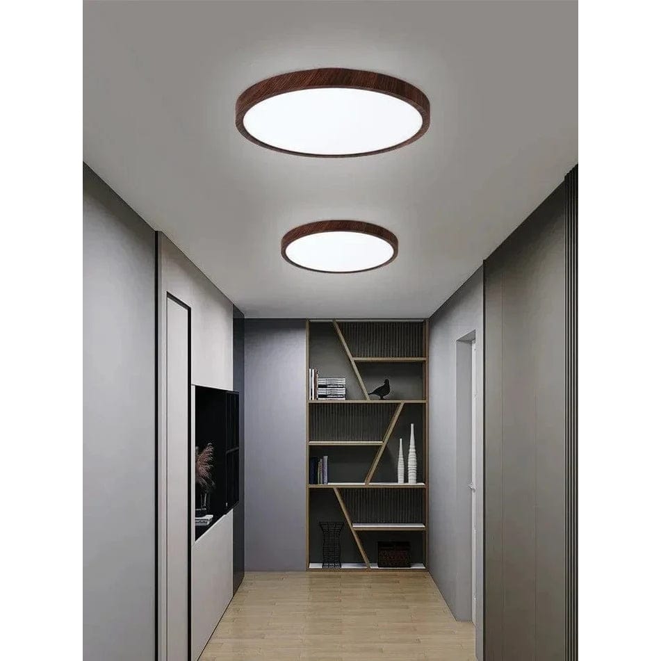 Ceiling Light Fixture Circular Ultrathin Wooden LED for Living Room and Bedroom