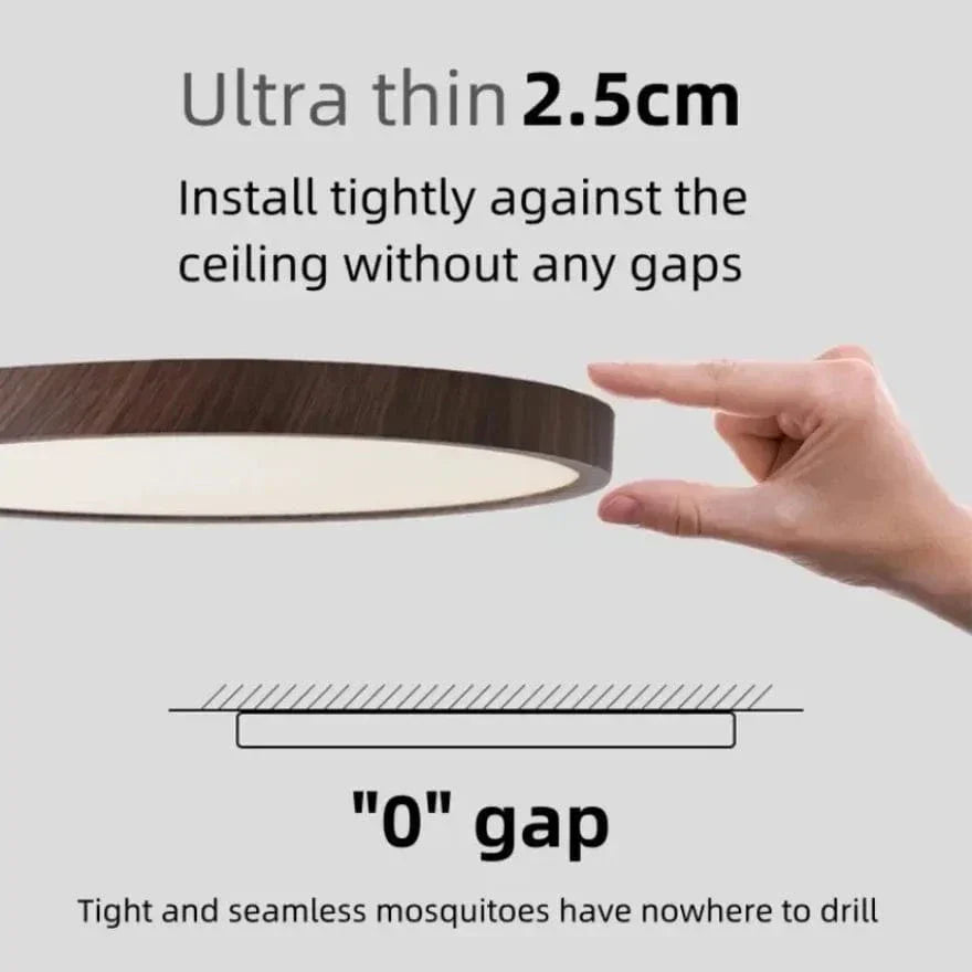 Ceiling Light Fixture Circular Ultrathin Wooden LED for Living Room and Bedroom