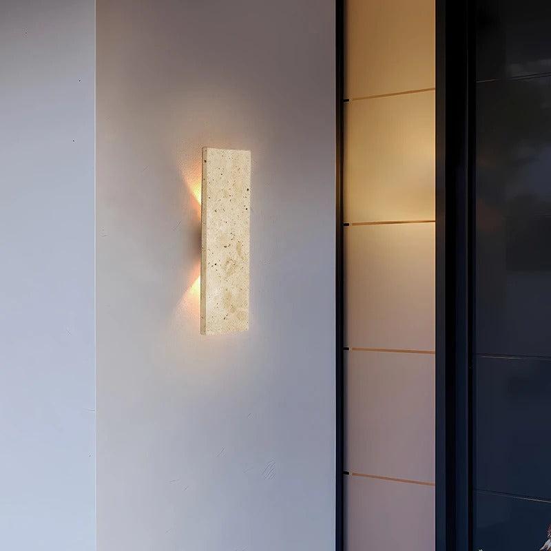 Wall Light Outdoor LED Sconce with Natural Stone Design Waterproof and Dimmable