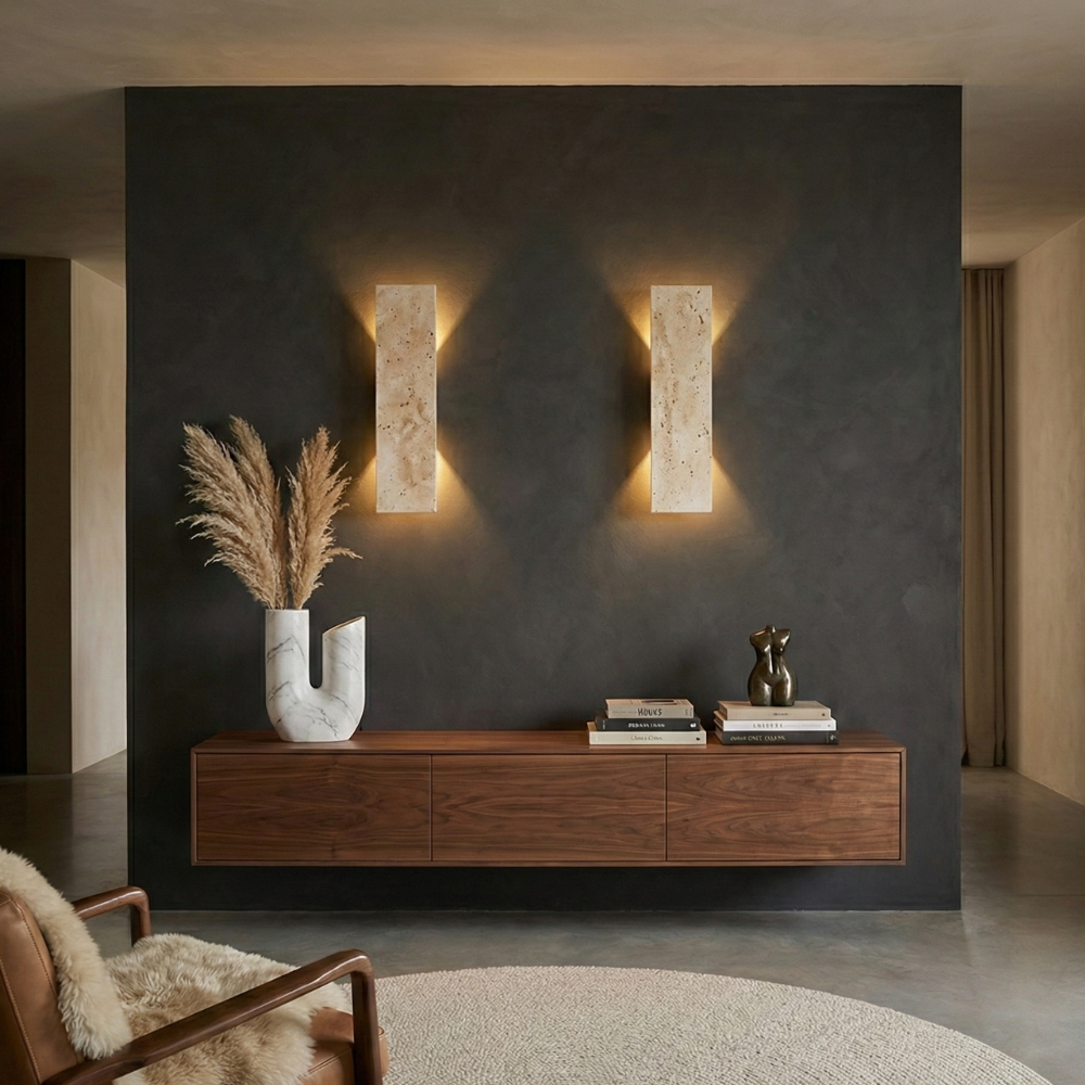 Wall Light Outdoor LED Sconce with Natural Stone Design Waterproof and Dimmable