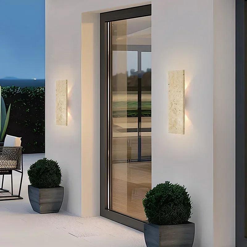 Wall Light Outdoor LED Sconce with Natural Stone Design Waterproof and Dimmable