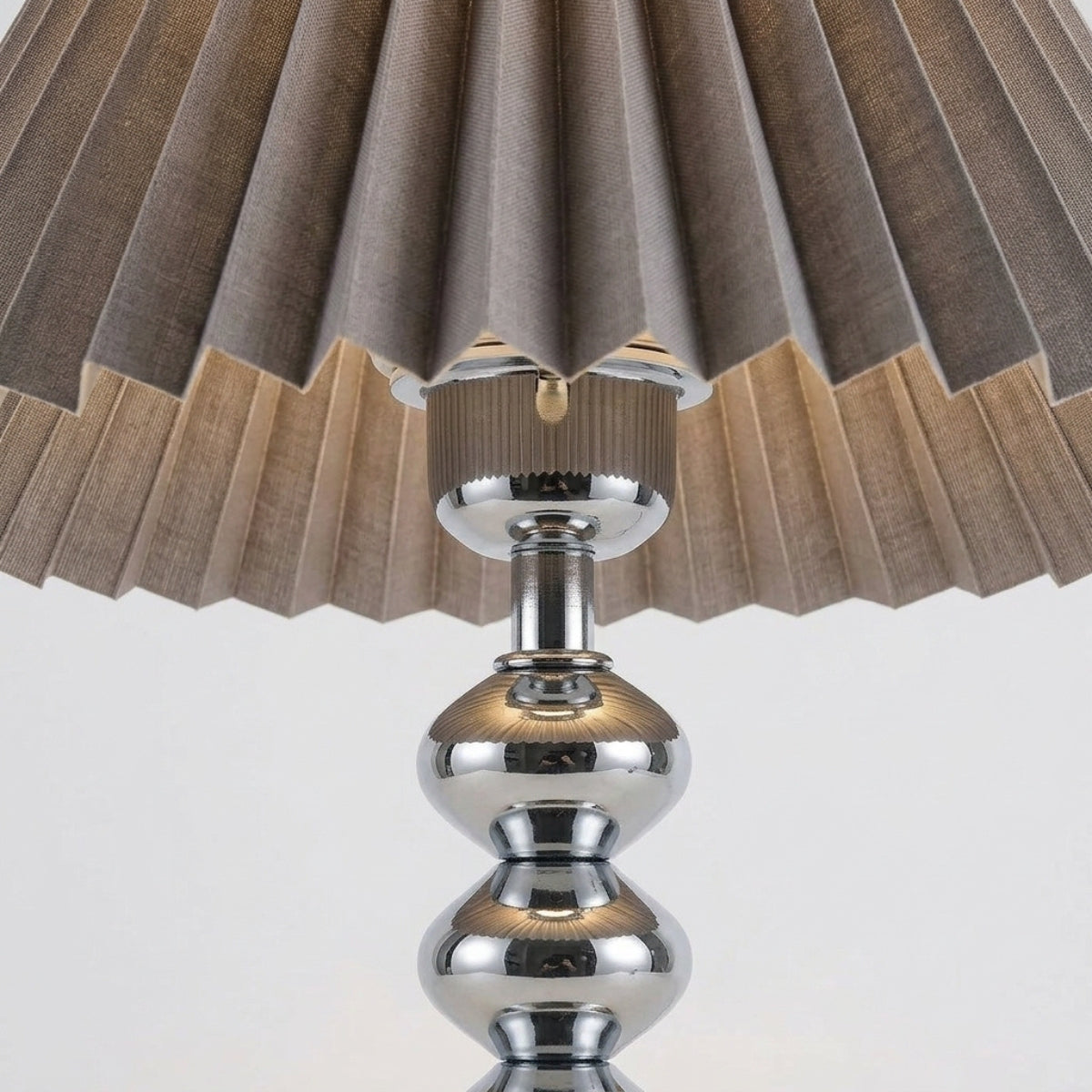 Table Lamp Modern Conical Pleated Shade with Stacked Base and 3 Colour Modes