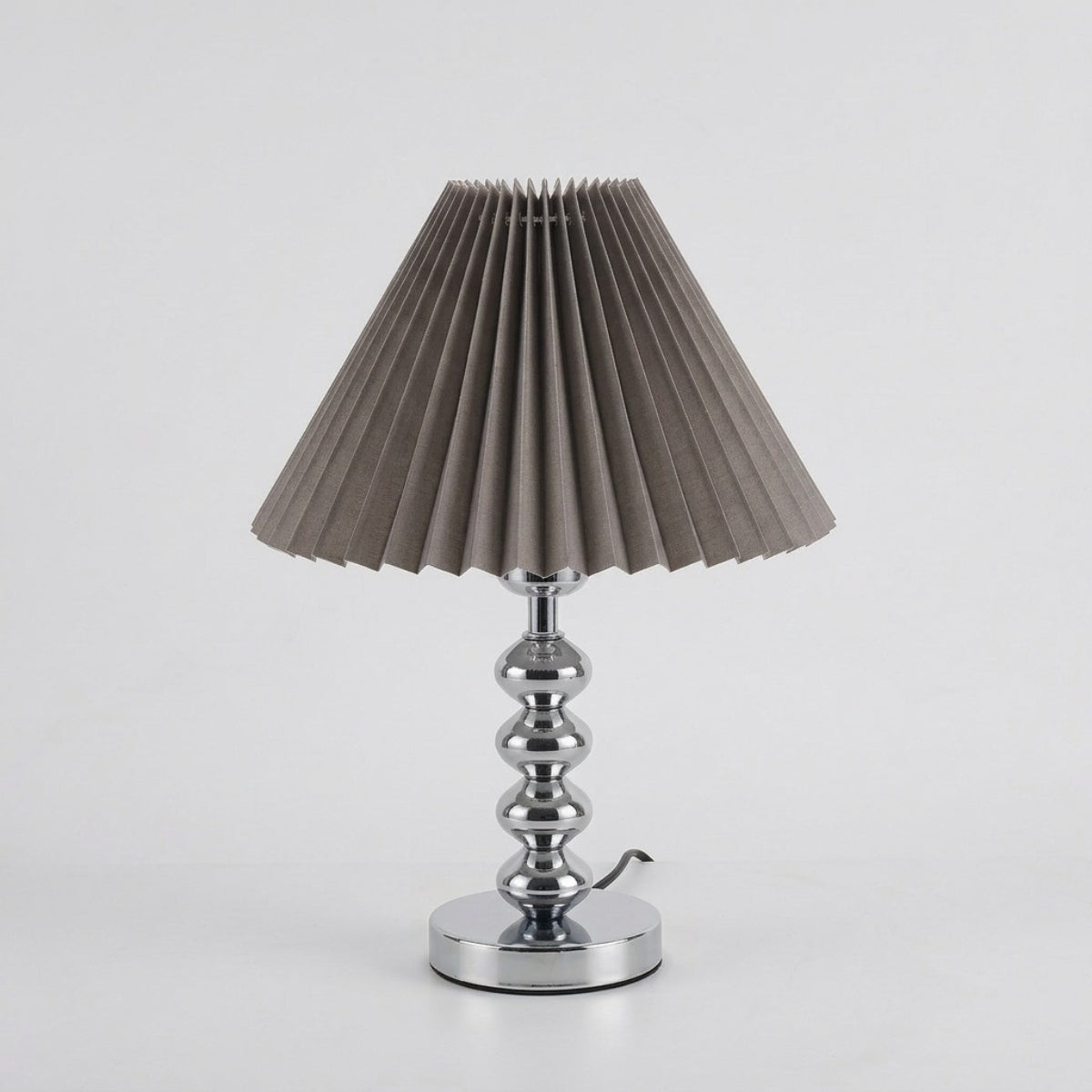 Table Lamp Modern Conical Pleated Shade with Stacked Base and 3 Colour Modes