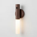 Wall Light Motion Sensor Cylindrical Lamp in Wood with Warm White Glow