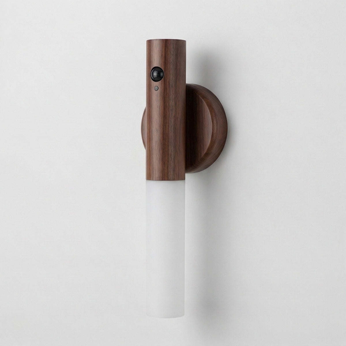 Wall Light Motion Sensor Cylindrical Lamp in Wood with Warm White Glow