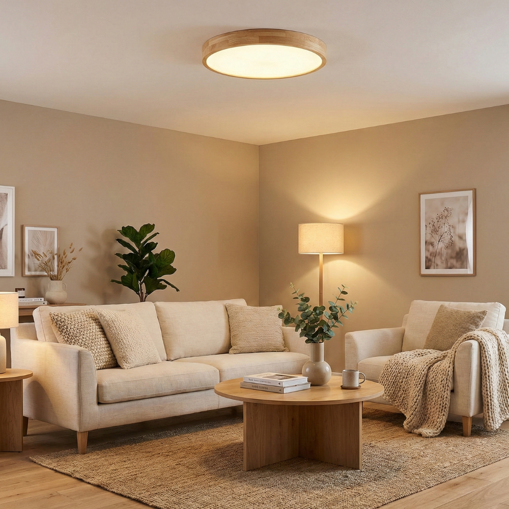 Ceiling Light Solid Wood LED Flush Mount Ultra Thin with Adjustable Brightness