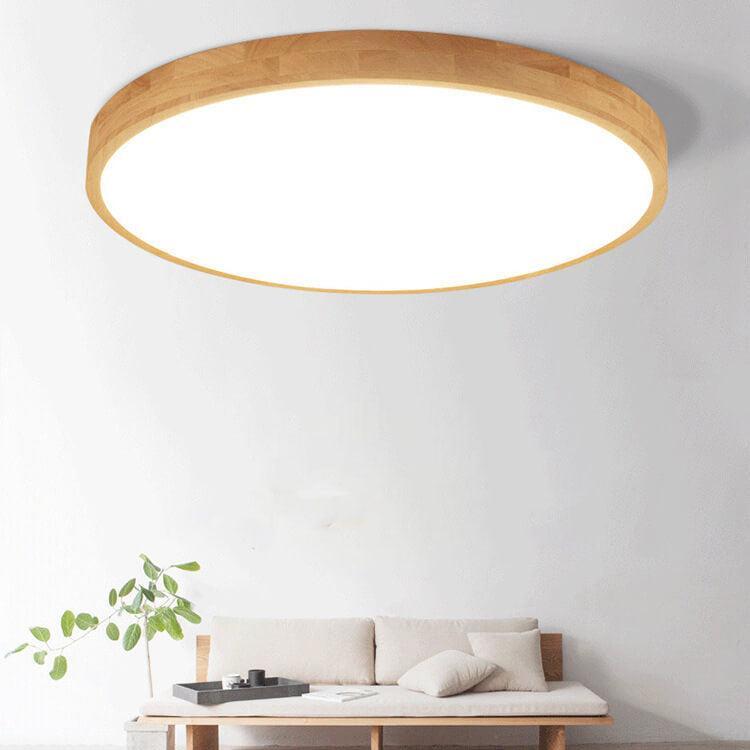 Ceiling Light Solid Wood LED Flush Mount Ultra Thin with Adjustable Brightness