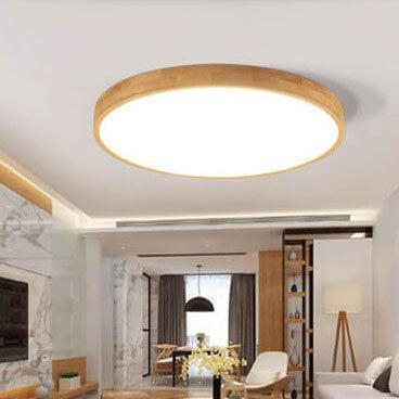 Ceiling Light Solid Wood LED Flush Mount Ultra Thin with Adjustable Brightness