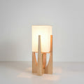 Floor Lamp Minimalist Wabi Sabi with Wood Base and Soft Ambient Glow for Living Room