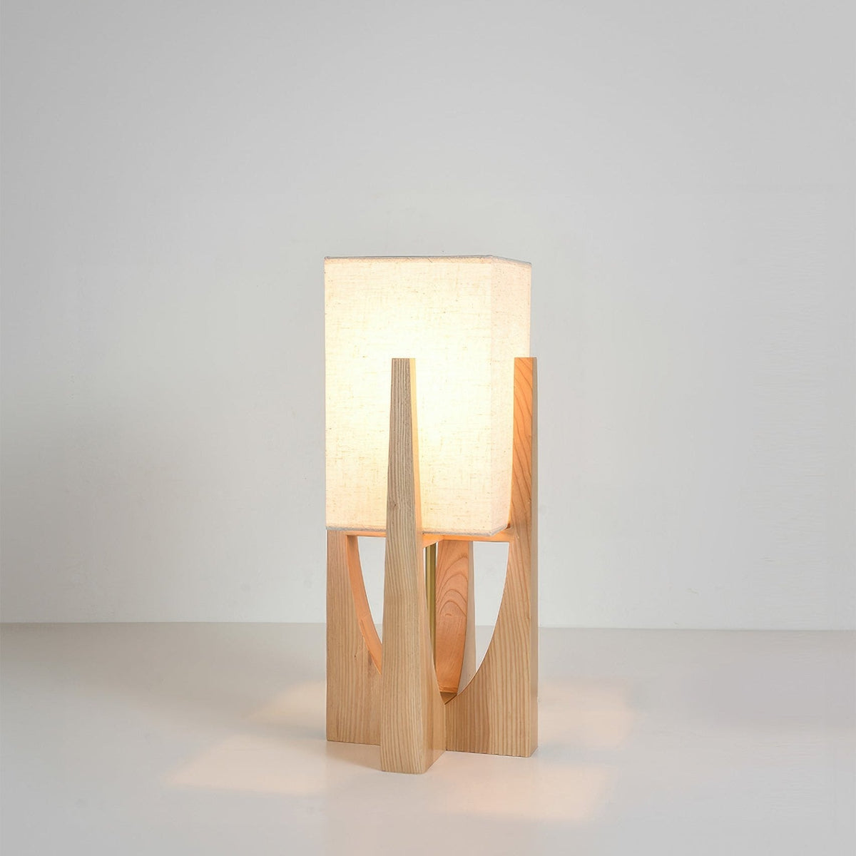 Floor Lamp Minimalist Wabi Sabi with Wood Base and Soft Ambient Glow for Living Room