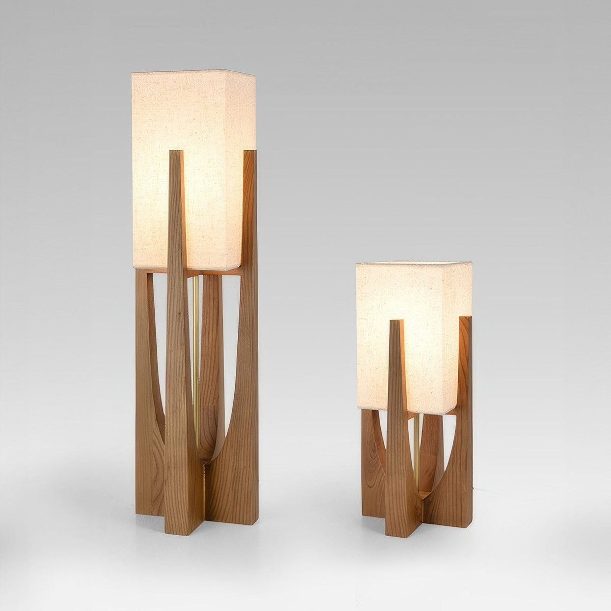 Floor Lamp Minimalist Wabi Sabi with Wood Base and Soft Ambient Glow for Living Room