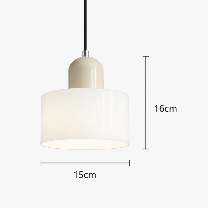 Pendant Light Ceiling with Coloured Glass Shade in Geometric Bauhaus Form for Dining Room