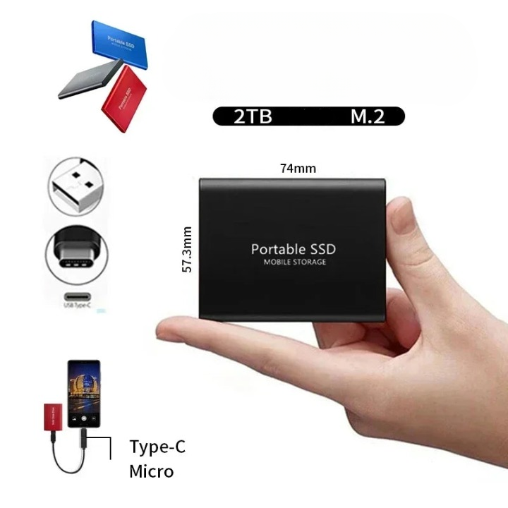 SSD Drive Portable High Speed Compact External Storage for Laptop and USB Transfer