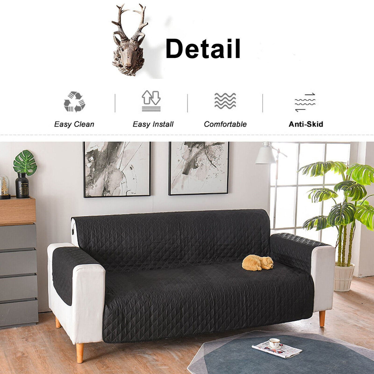 Sofa Couch Cover Slipcover Quilted Pet Protector for Single Double and Triple Seats