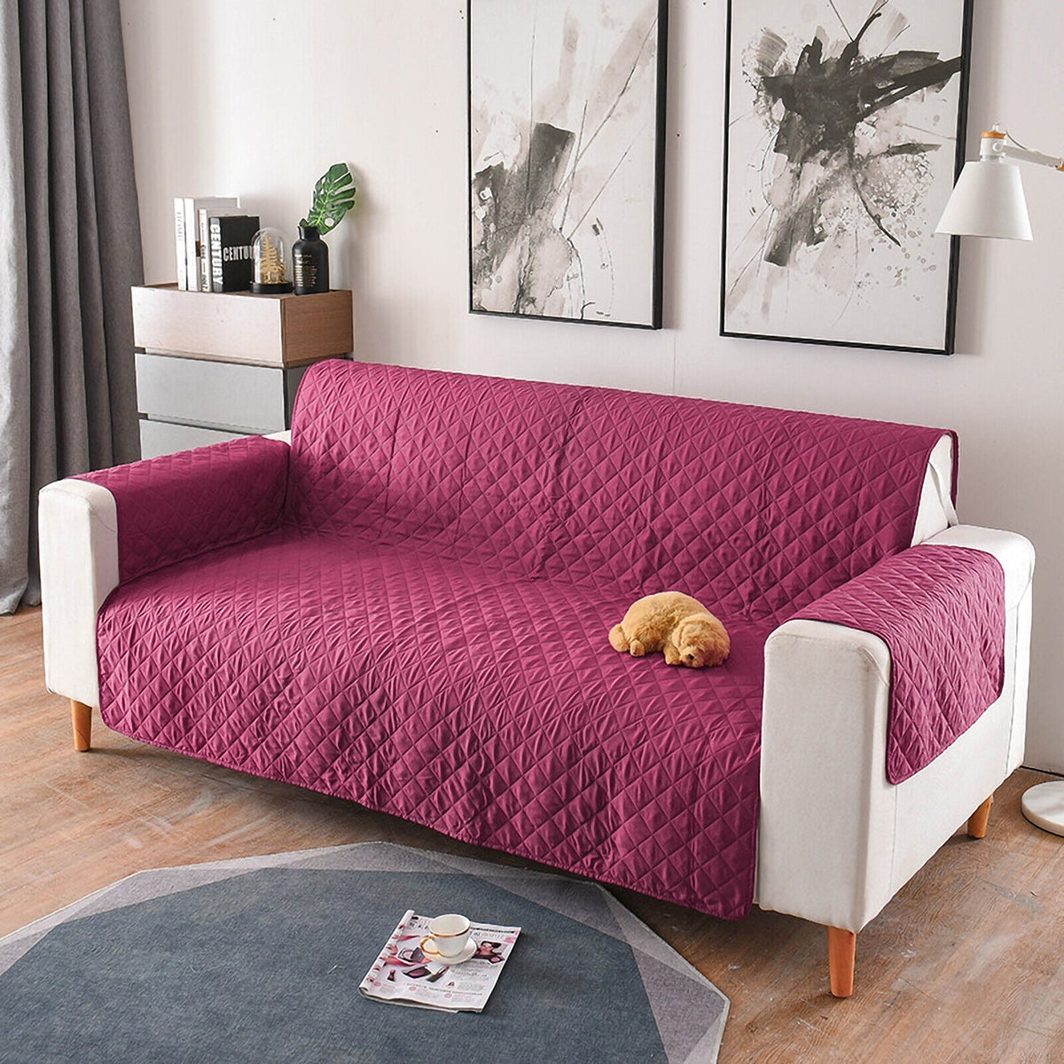 Sofa Couch Cover Slipcover Quilted Pet Protector for Single Double and Triple Seats