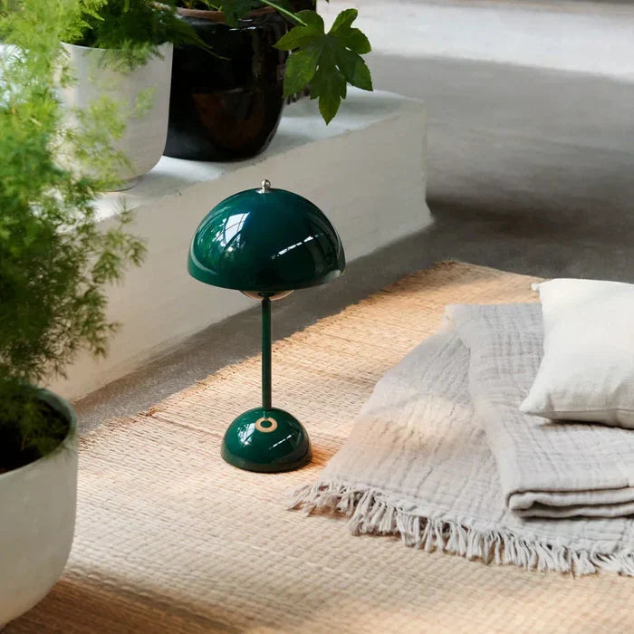 Table Lamp Wireless Minimalist with Rounded Shade and Rechargeable Battery