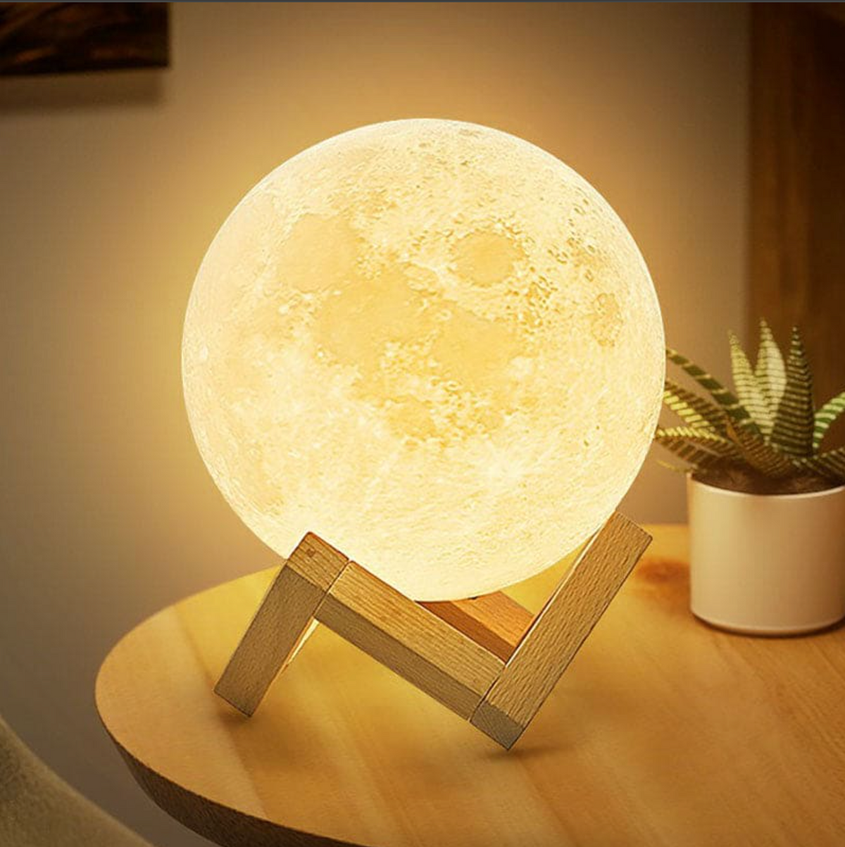 Bedside Lamp Moon Shape Cordless Rechargeable LED with 16 Colours and Remote