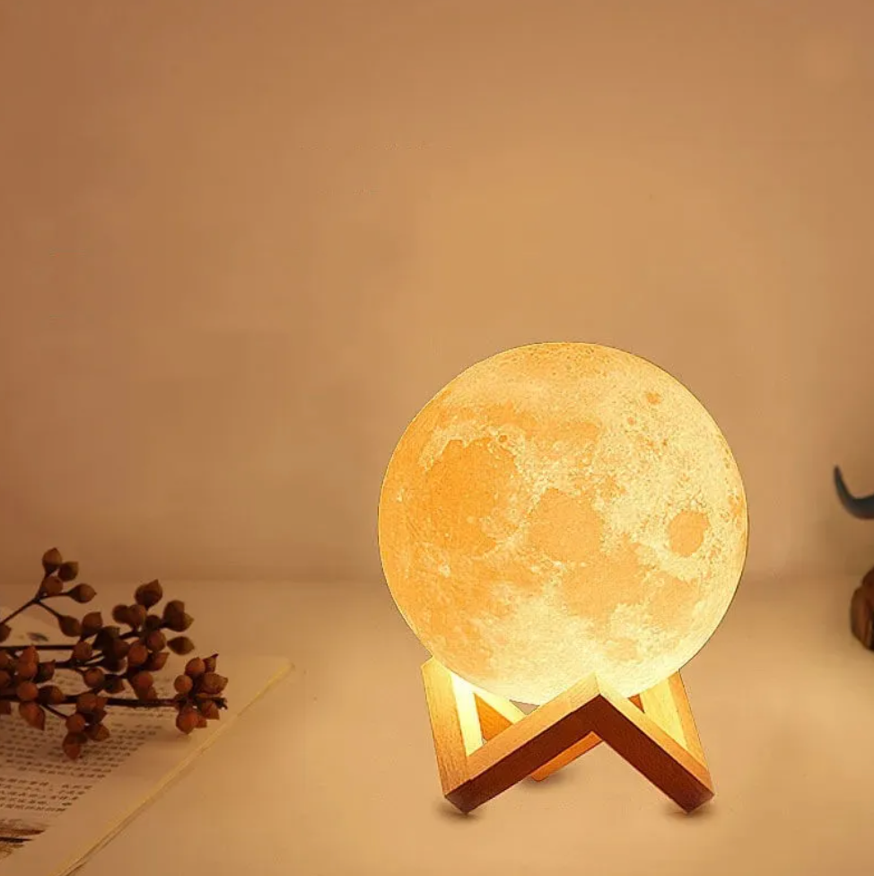 Bedside Lamp Moon Shape Cordless Rechargeable LED with 16 Colours and Remote