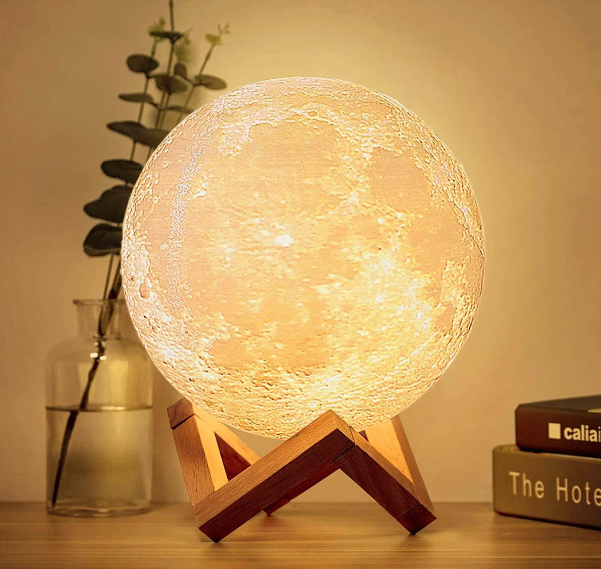 Bedside Lamp Moon Shape Cordless Rechargeable LED with 16 Colours and Remote
