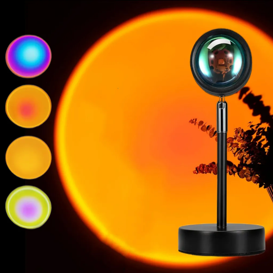 Bedside Lamp Sunset Projector LED with 16 Colours Remote Control and USB Power