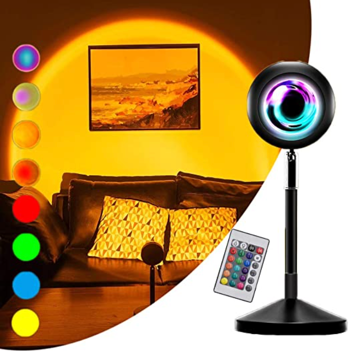 Bedside Lamp Sunset Projector LED with 16 Colours Remote Control and USB Power