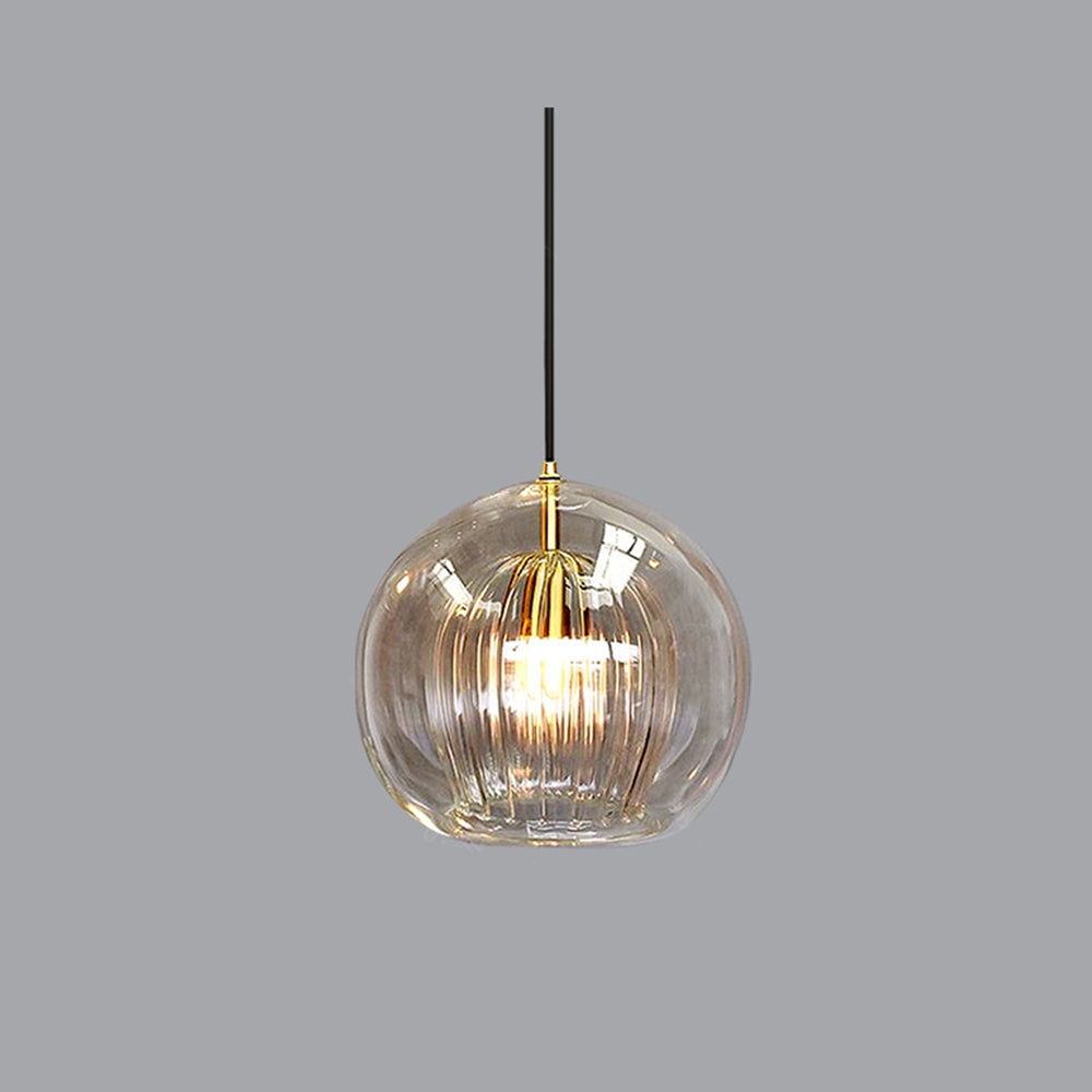 Pendant Light Glass Globe with High Clarity Shade and Warm LED for Kitchen and Dining