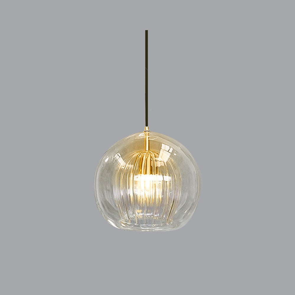 Pendant Light Glass Globe with High Clarity Shade and Warm LED for Kitchen and Dining