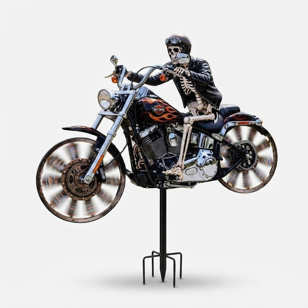Halloween Home Decor Skeleton Rider Wind Spinner for Garden Lawn and Front Yard