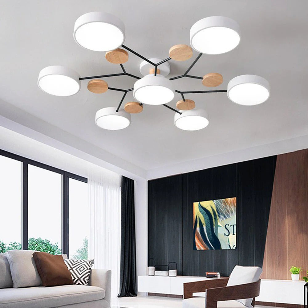 Ceiling Light Semi Flush LED Halo with Multiple Arms for Living Room