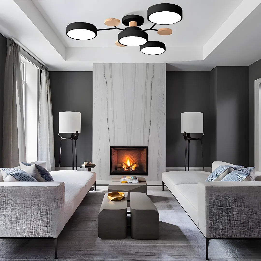 Ceiling Light Semi Flush LED Halo with Multiple Arms for Living Room