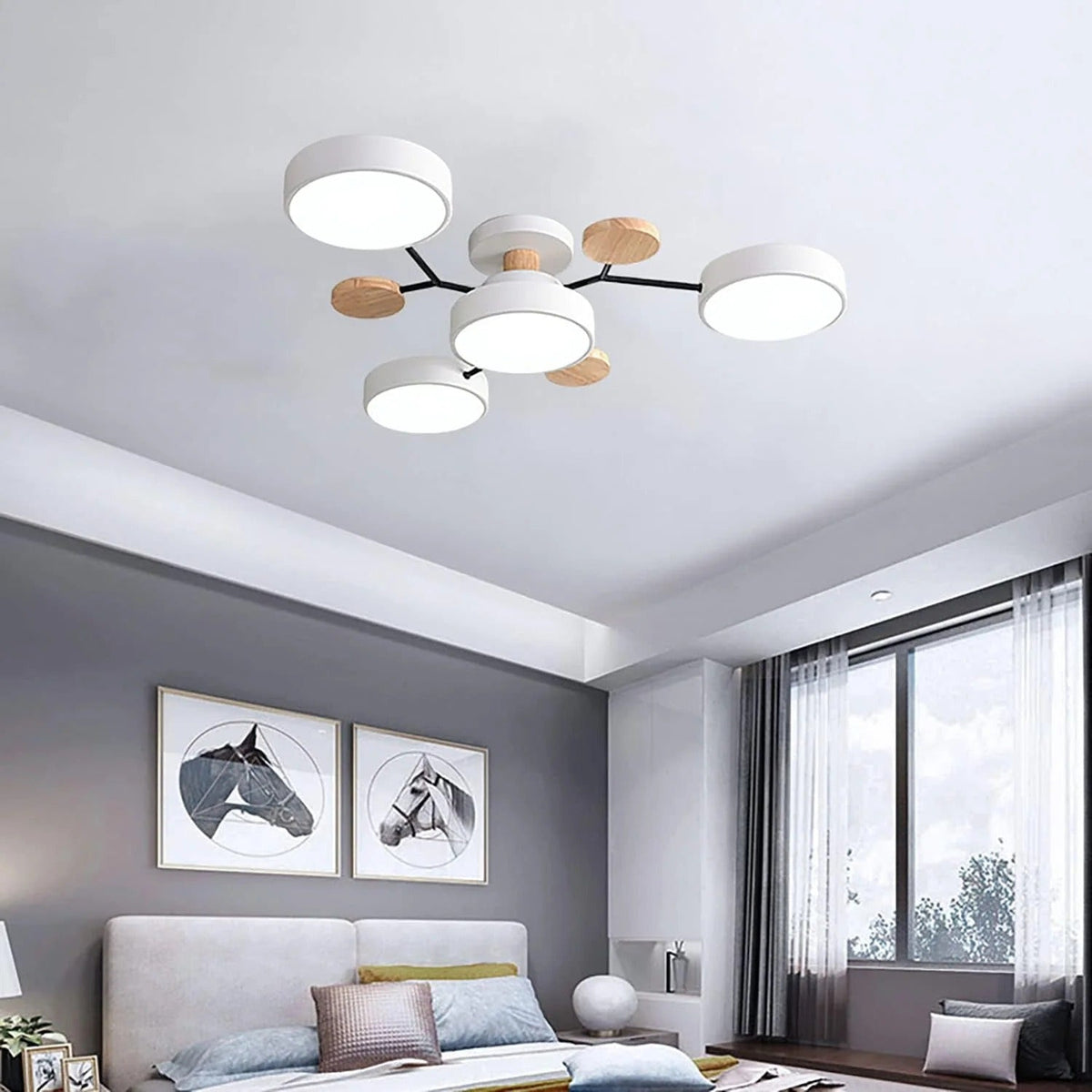 Ceiling Light Semi Flush LED Halo with Multiple Arms for Living Room
