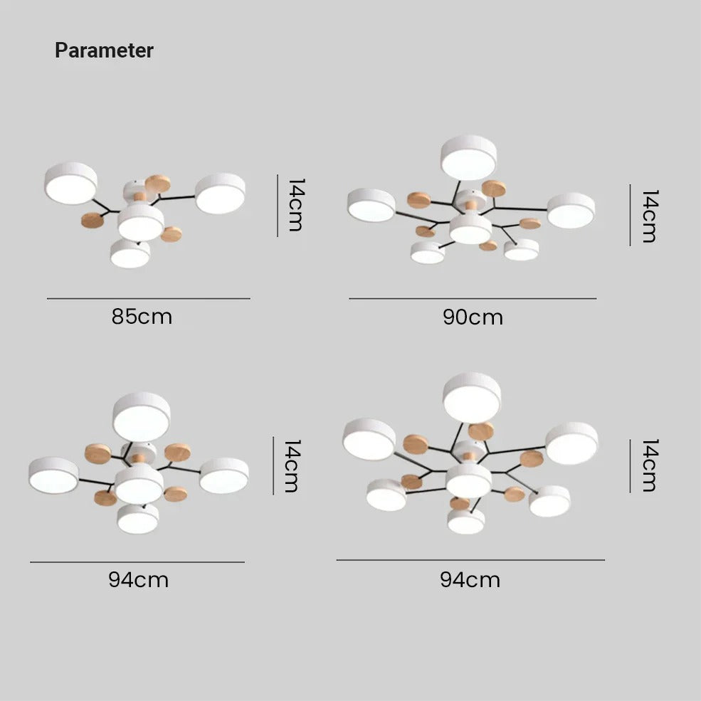 Ceiling Light Semi Flush LED Halo with Multiple Arms for Living Room