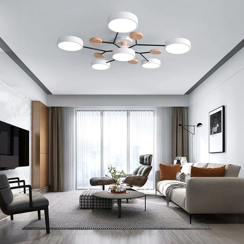 Ceiling Light Semi Flush LED Halo with Multiple Arms for Living Room