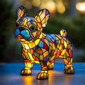 Table Lamp Stained Glass Look Dog Figure with Multicolor Mosaic Shade