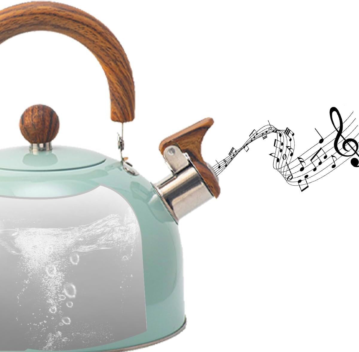 Whistling Kettle Stainless Steel Stovetop with Insulated Handle for Induction Hobs